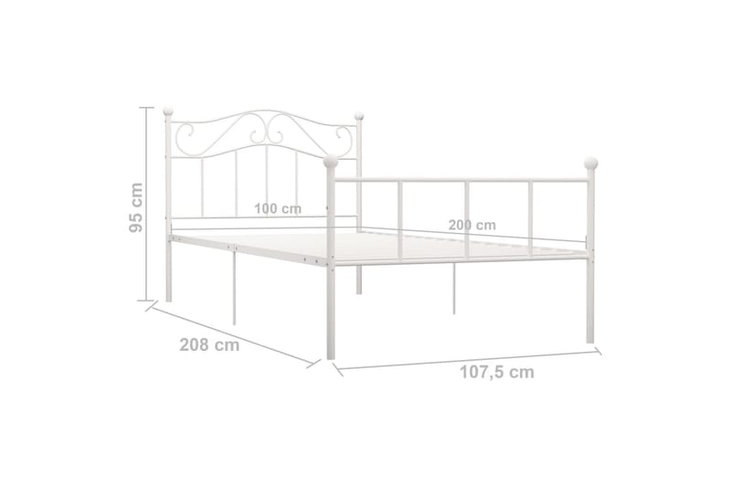 Sengeramme hvit metall 100x200 cm - Møbler - Senger - Sengeramme & sengestamme
