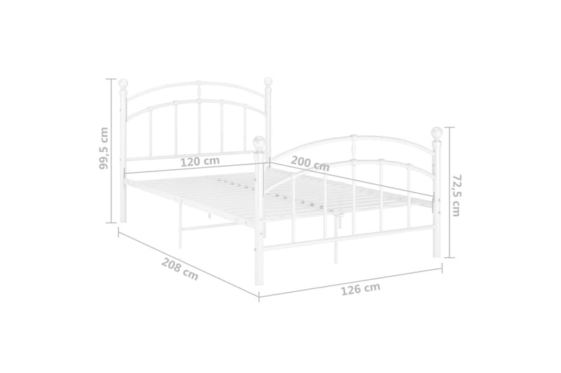 Sengeramme hvit metall 120x200 cm - Hvit - Møbler - Senger - Sengeramme & sengestamme