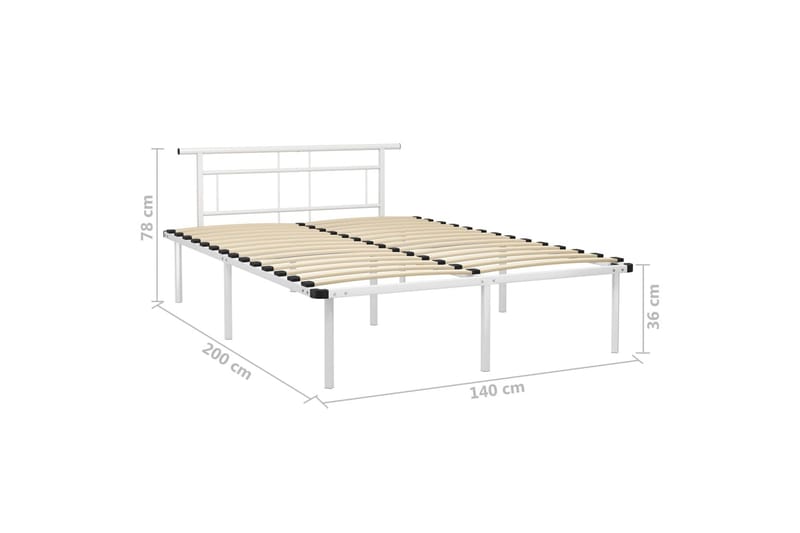 Sengeramme hvit metall 140x200 cm - Hvit - Møbler - Senger - Sengeramme & sengestamme