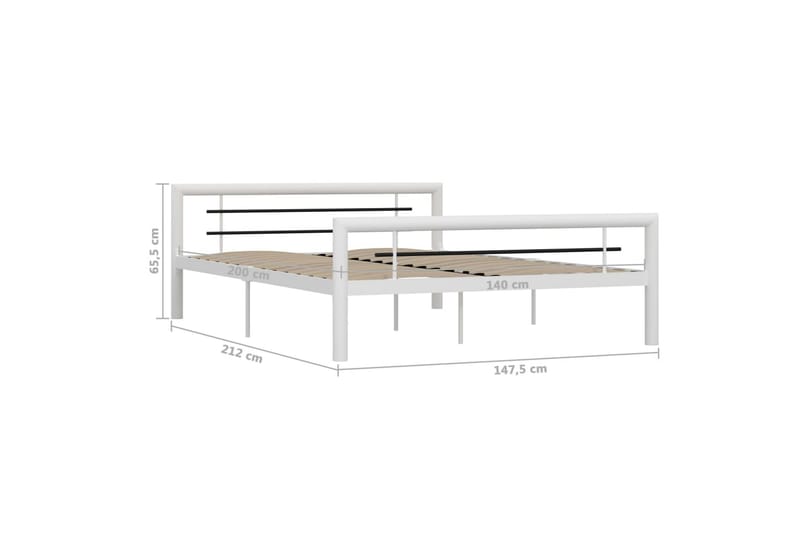 Sengeramme hvit og svart metall 140x200 cm - Hvit - Sengeramme & sengestamme