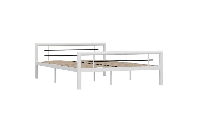 Sengeramme hvit og svart metall 160x200 cm - Hvit - Møbler - Senger - Sengeramme & sengestamme