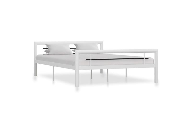 Sengeramme hvit og svart metall 160x200 cm - Hvit - Møbler - Senger - Sengeramme & sengestamme