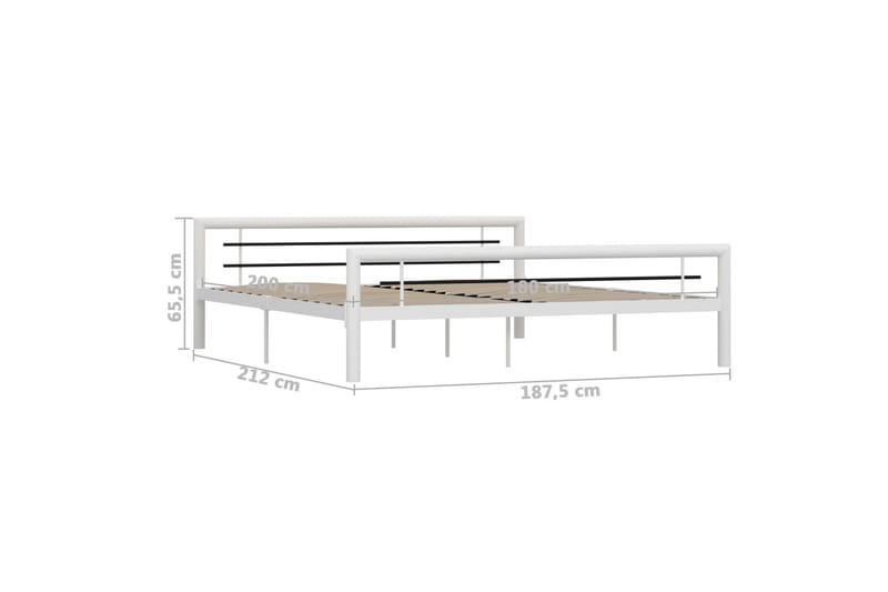 Sengeramme hvit og svart metall 180x200 cm - Hvit - Møbler - Senger - Sengeramme & sengestamme