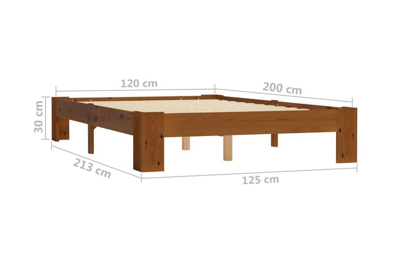 Sengeramme lysebrun heltre furu 120x200 cm - Brun - Møbler - Senger - Sengeramme & sengestamme