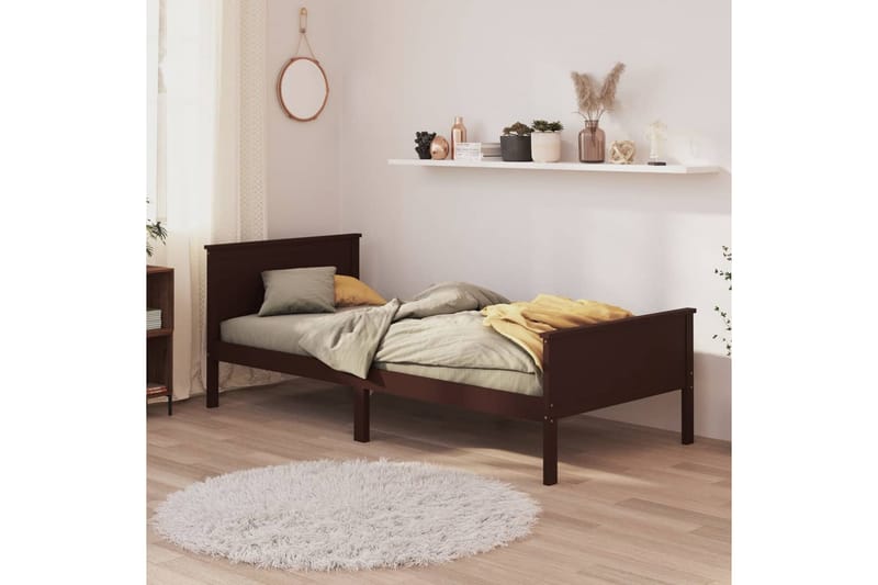 Sengeramme mørkebrun heltre furu 100x200 cm - Brun - Møbler - Senger - Sengeramme & sengestamme