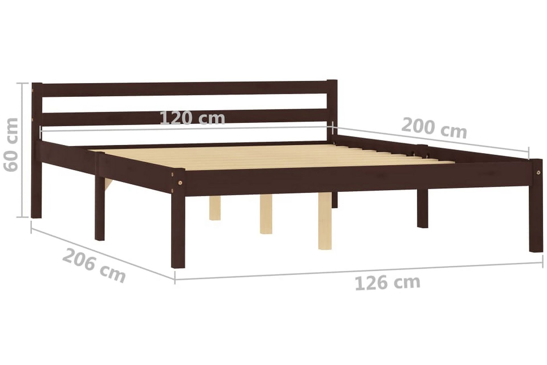 Sengeramme mørkebrun heltre furu 120x200 cm - Brun - Møbler - Senger - Sengeramme & sengestamme