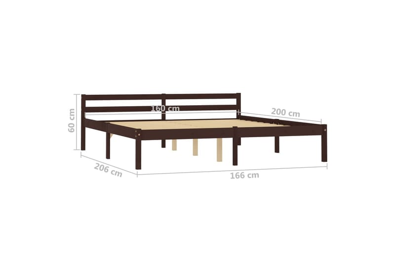 Sengeramme mørkebrun heltre furu 160x200 cm - Brun - Møbler - Senger - Sengeramme & sengestamme
