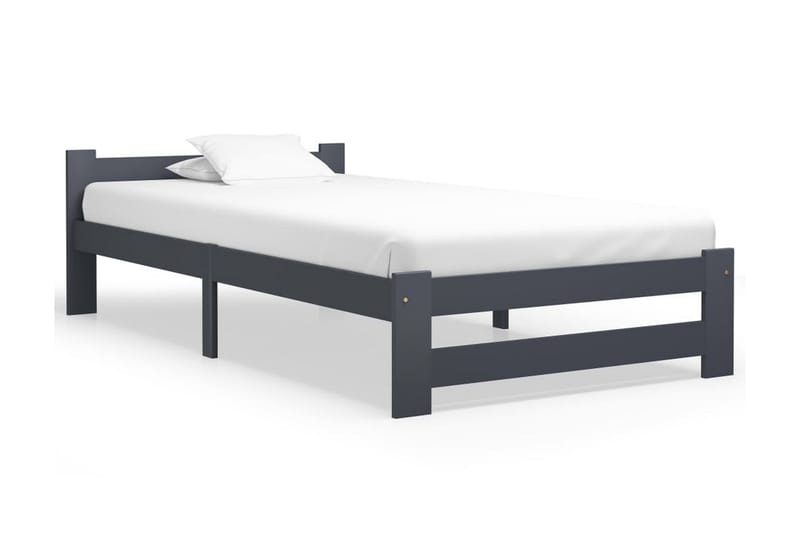 Sengeramme mørkegrå heltre furu 90x200 cm - Grå - Møbler - Senger - Sengeramme & sengestamme