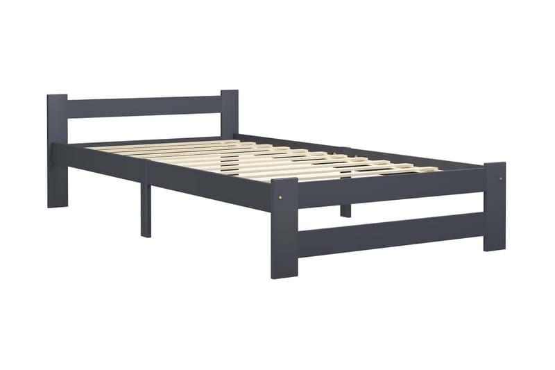 Sengeramme mørkegrå heltre furu 90x200 cm - Grå - Møbler - Senger - Sengeramme & sengestamme
