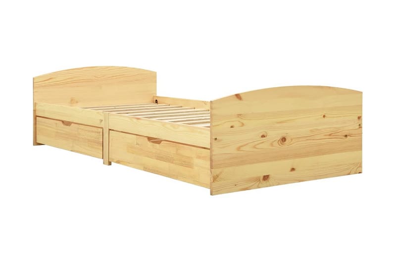 Sengeramme med 2 skuffer heltre furu 90x200 cm - Brun - Møbler - Senger - Sengeramme & sengestamme