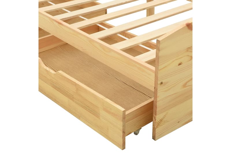 Sengeramme med 2 skuffer heltre furu 90x200 cm - Brun - Møbler - Senger - Sengeramme & sengestamme