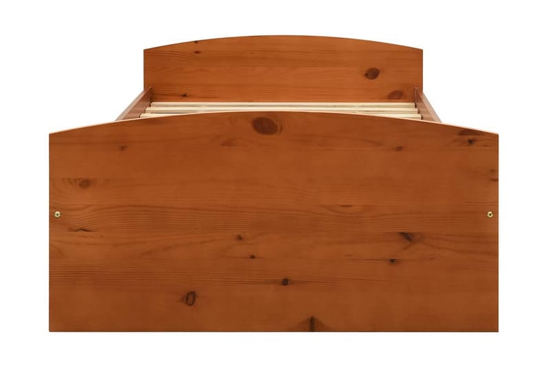 Sengeramme med 2 skuffer honningbrun heltre furu 90x200 cm - Brun - Møbler - Senger - Sengeramme & sengestamme