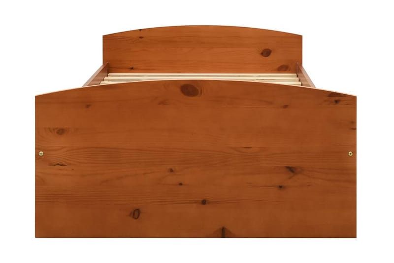 Sengeramme med 2 skuffer honningbrun heltre furu 90x200 cm - Brun - Sengeramme & sengestamme
