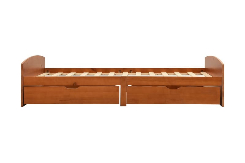 Sengeramme med 2 skuffer honningbrun heltre furu 90x200 cm - Brun - Møbler - Senger - Sengeramme & sengestamme