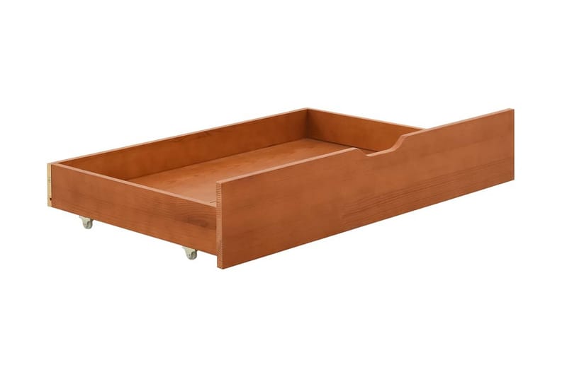 Sengeramme med 2 skuffer honningbrun heltre furu 90x200 cm - Brun - Møbler - Senger - Sengeramme & sengestamme
