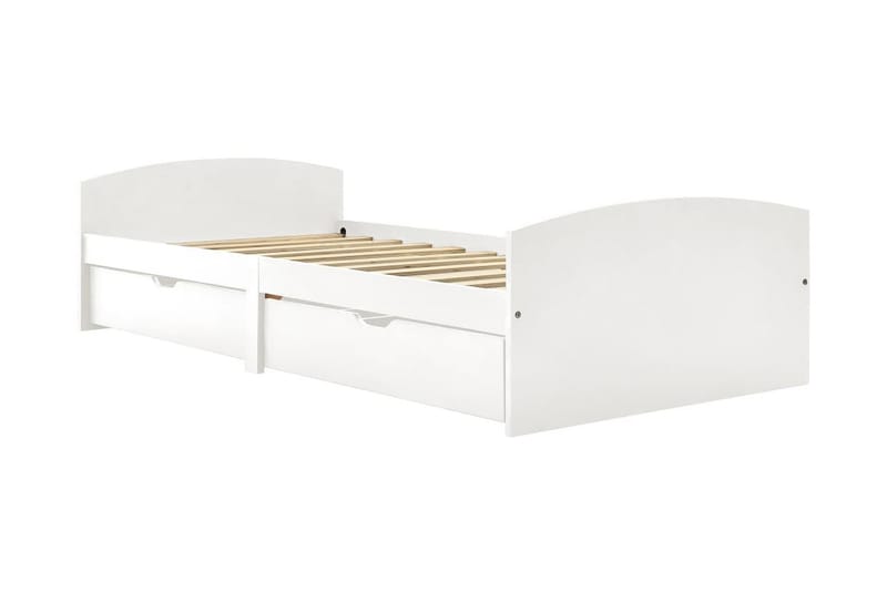 Sengeramme med 2 skuffer hvit heltre furu 90x200 cm - Hvit - Møbler - Senger - Sengeramme & sengestamme