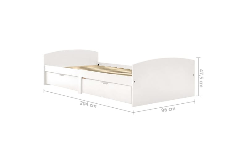 Sengeramme med 2 skuffer hvit heltre furu 90x200 cm - Hvit - Møbler - Senger - Sengeramme & sengestamme