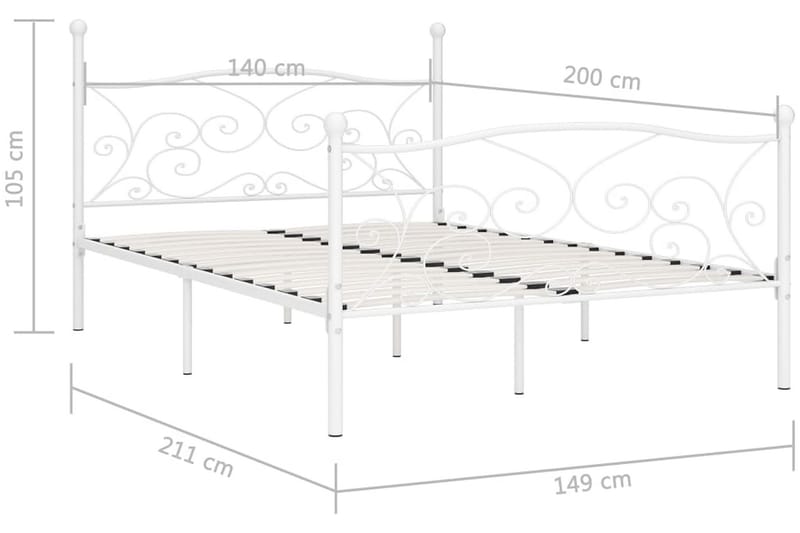 Sengeramme med spilebase hvit metall 140x200 cm - Møbler - Senger - Sengeramme & sengestamme