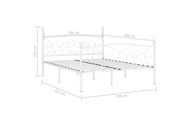 Sengeramme med spilebase hvit metall 200x200 cm - Møbler - Senger - Sengeramme & sengestamme