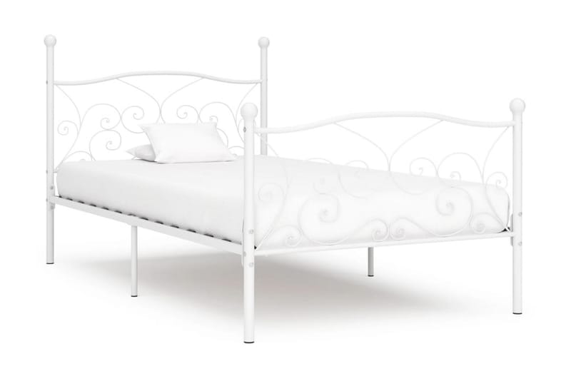 Sengeramme med spilebase hvit metall 90x200 cm - Sengeramme & sengestamme