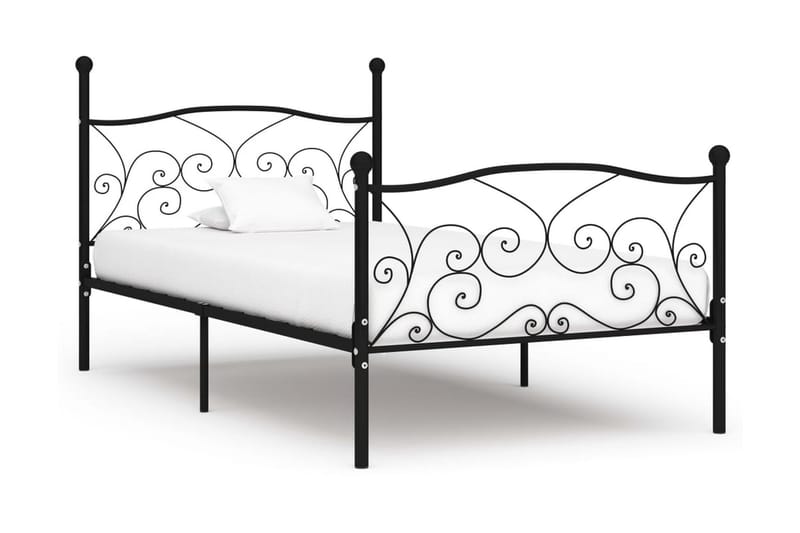 Sengeramme med spilebase svart metall 100x200 cm - Møbler - Senger - Sengeramme & sengestamme