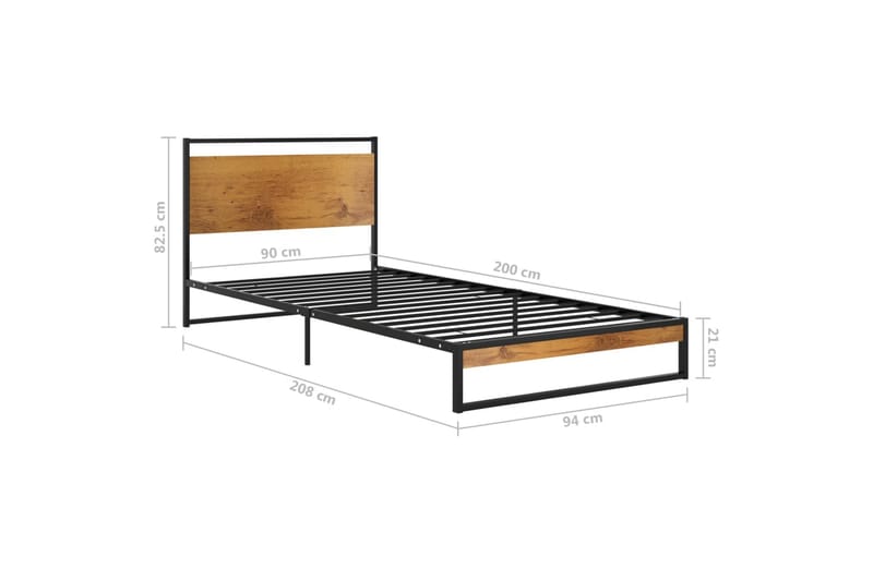 Sengeramme metall 90x200 cm - Svart - Møbler - Senger - Sengeramme & sengestamme