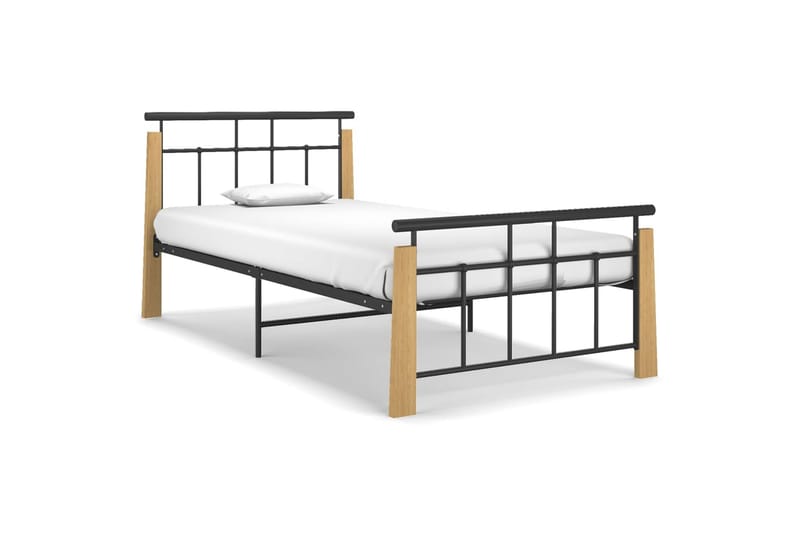 Sengeramme metall og heltre eik 100x200 cm - Svart - Møbler - Senger - Sengeramme & sengestamme