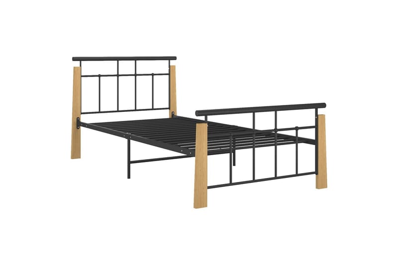 Sengeramme metall og heltre eik 100x200 cm - Svart - Møbler - Senger - Sengeramme & sengestamme
