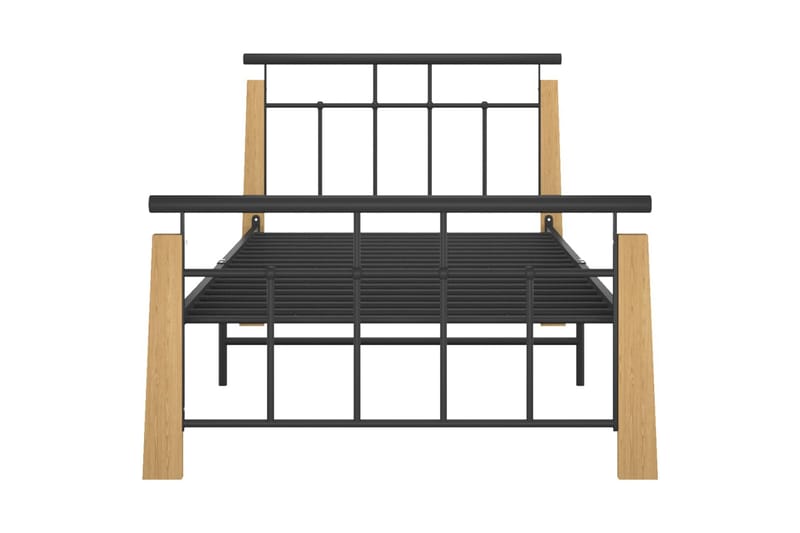 Sengeramme metall og heltre eik 100x200 cm - Svart - Møbler - Senger - Sengeramme & sengestamme