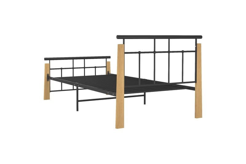 Sengeramme metall og heltre eik 100x200 cm - Svart - Møbler - Senger - Sengeramme & sengestamme