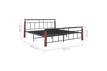 Sengeramme metall og heltre eik 180x200 cm - Svart - Møbler - Senger - Sengeramme & sengestamme