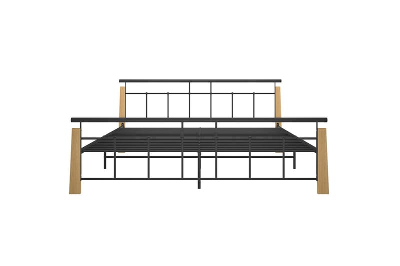 Sengeramme metall og heltre eik 180x200 cm - Svart - Møbler - Senger - Sengeramme & sengestamme