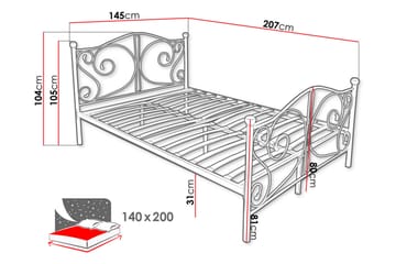 Sengeramme ROLEMI 140x200 - Hvit - Møbler - Senger - Sengeramme & sengestamme