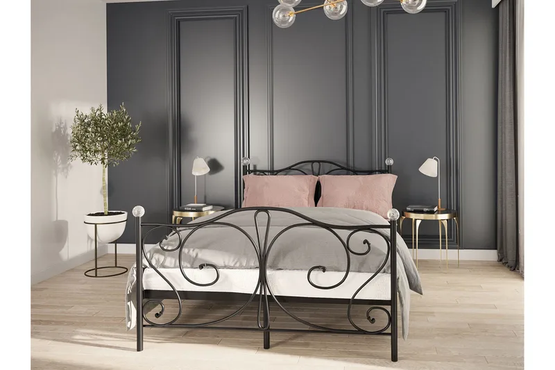 Sengeramme ROLEMI 90x200 - Svart - Møbler - Senger - Sengeramme & sengestamme