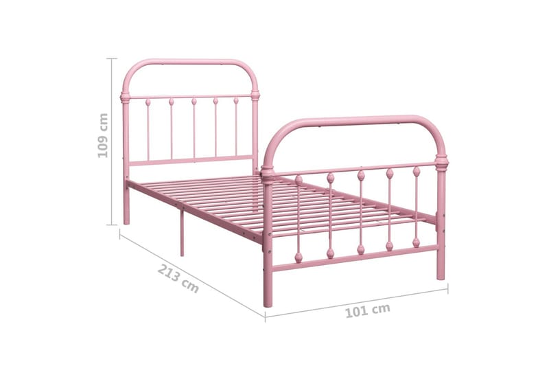 Sengeramme rosa metall 90x200 cm - Rosa - Møbler - Senger - Sengeramme & sengestamme