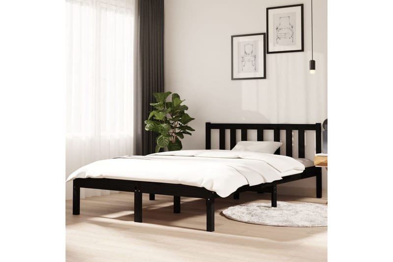 Sengeramme svart heltre 120x190 cm grå 4FT Small Double - Svart - Sengeramme & sengestamme