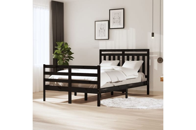 Sengeramme svart heltre 120x200 cm - Svart - Sengeramme & sengestamme