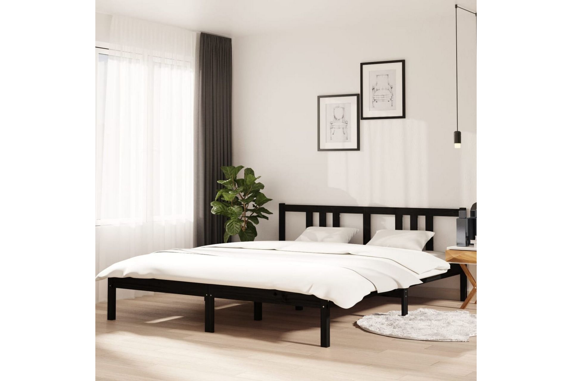 Sengeramme svart heltre 160x200 cm - Svart - Møbler - Senger - Sengeramme & sengestamme