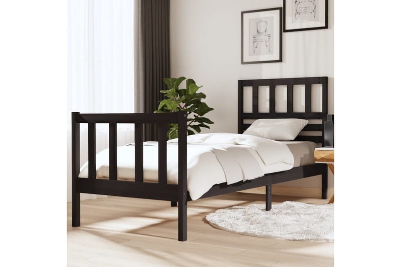Sengeramme svart heltre 75x190 cm 2FT6 Small Single - Svart - Møbler - Senger - Sengeramme & sengestamme