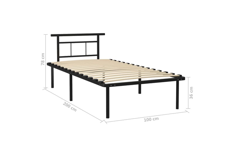 Sengeramme svart metall 100x200 cm - Svart - Møbler - Senger - Sengeramme & sengestamme