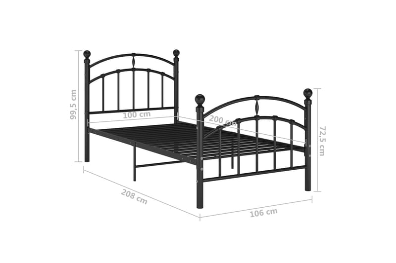 Sengeramme svart metall 100x200 cm - Svart - Møbler - Senger - Sengeramme & sengestamme