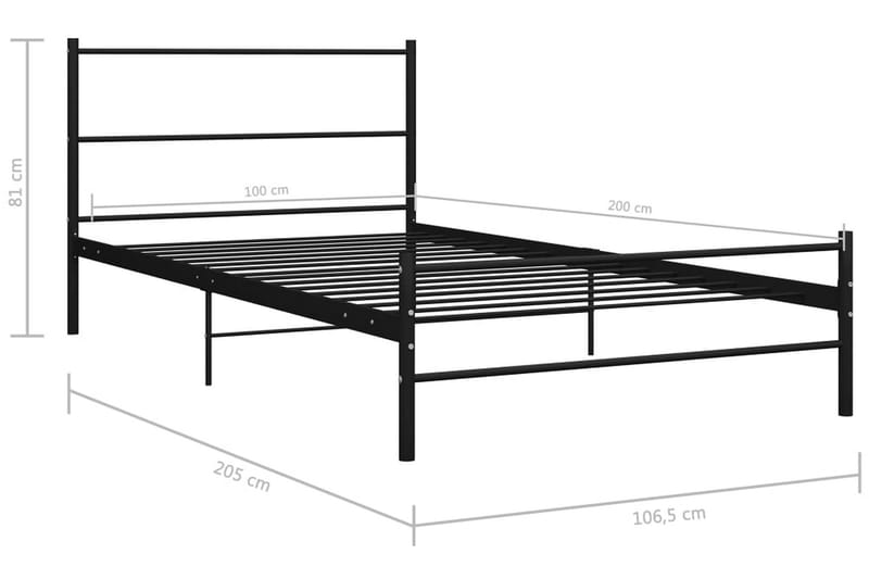 Sengeramme svart metall 100x200 cm - Sengeramme & sengestamme