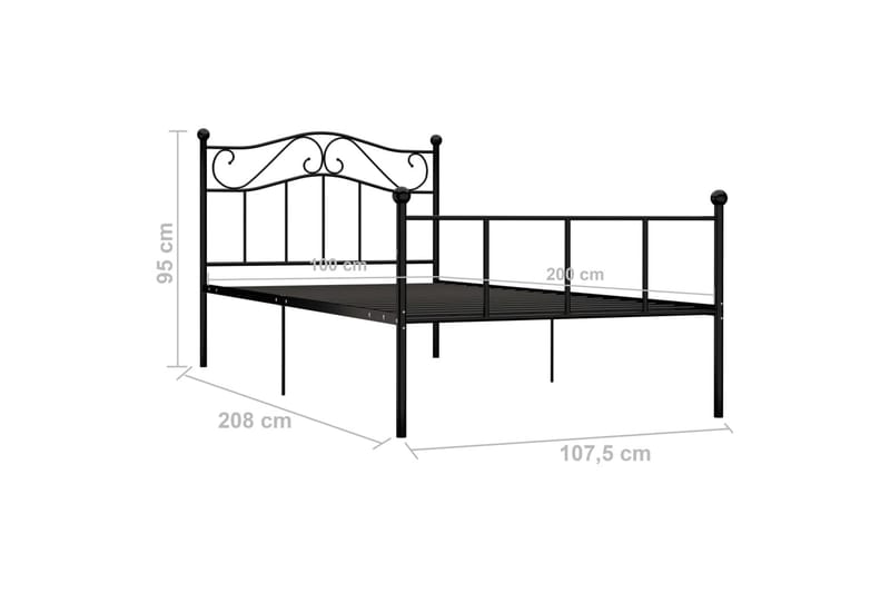 Sengeramme svart metall 100x200 cm - Møbler - Senger - Sengeramme & sengestamme