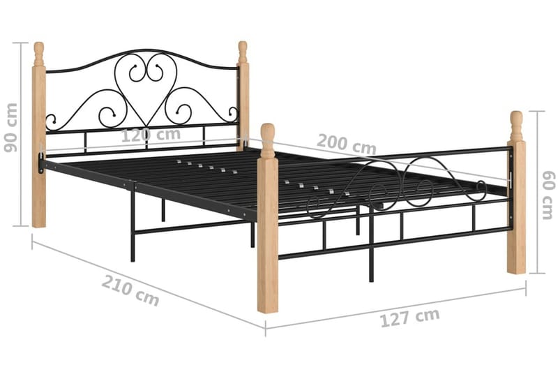 Sengeramme svart metall 120x200 cm - Svart - Møbler - Senger - Sengeramme & sengestamme
