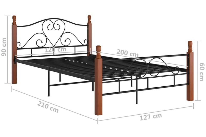 Sengeramme svart metall 120x200 cm - Svart - Møbler - Senger - Sengeramme & sengestamme