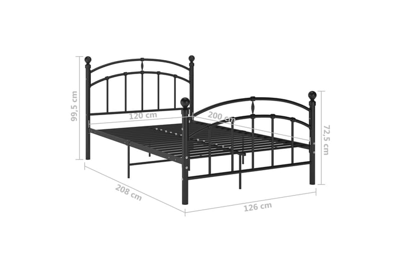 Sengeramme svart metall 120x200 cm - Svart - Møbler - Senger - Sengeramme & sengestamme