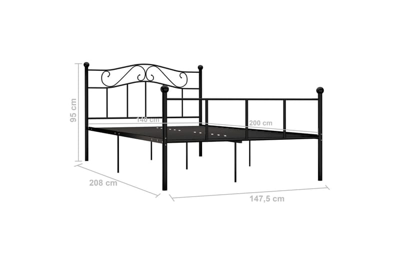 Sengeramme svart metall 140x200 cm - Svart - Sengeramme & sengestamme