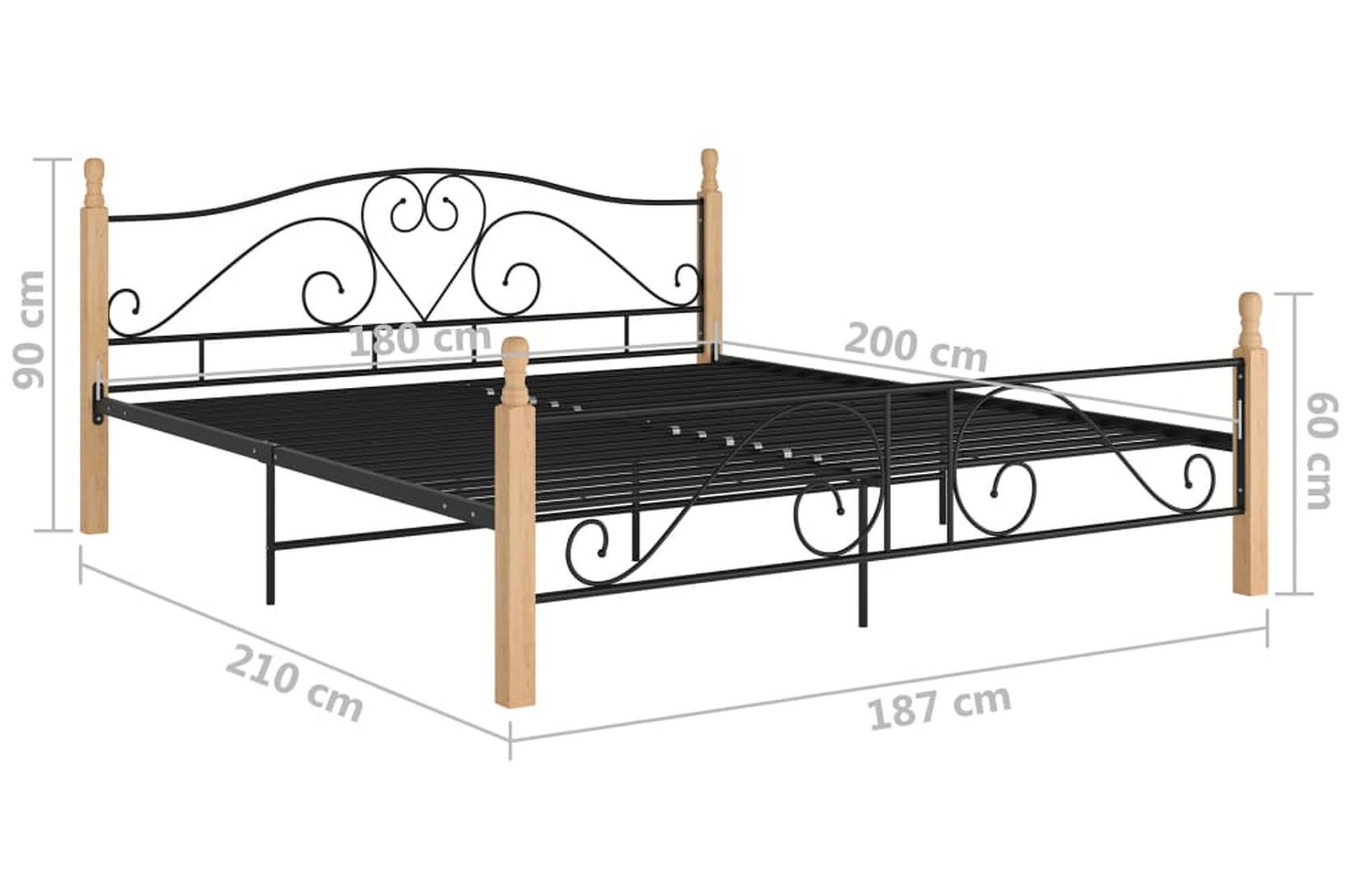 Sengeramme svart metall 180x200 cm - Svart - Møbler - Senger - Sengeramme & sengestamme