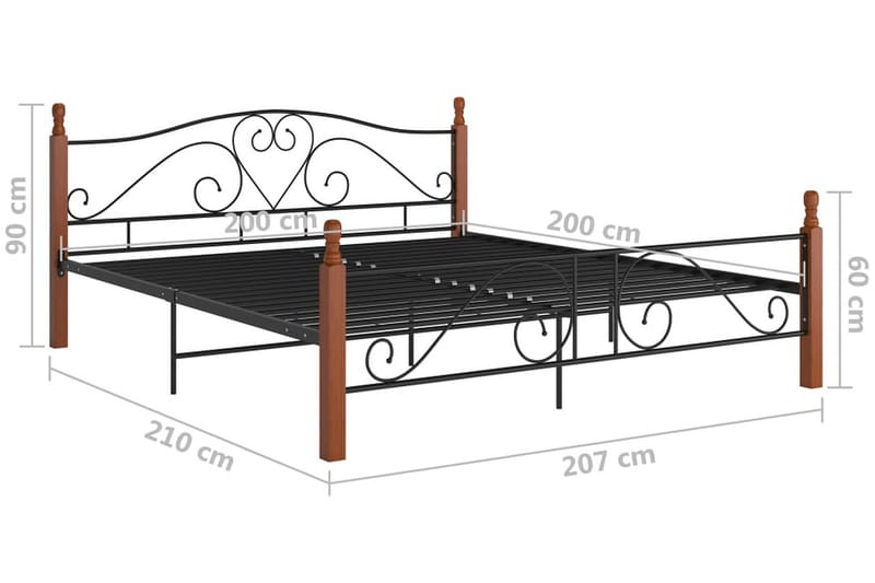 Sengeramme svart metall 200x200 cm - Svart - Møbler - Senger - Sengeramme & sengestamme
