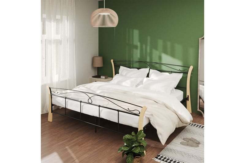Sengeramme svart metall 200x200 cm - Svart - Møbler - Senger - Sengeramme & sengestamme